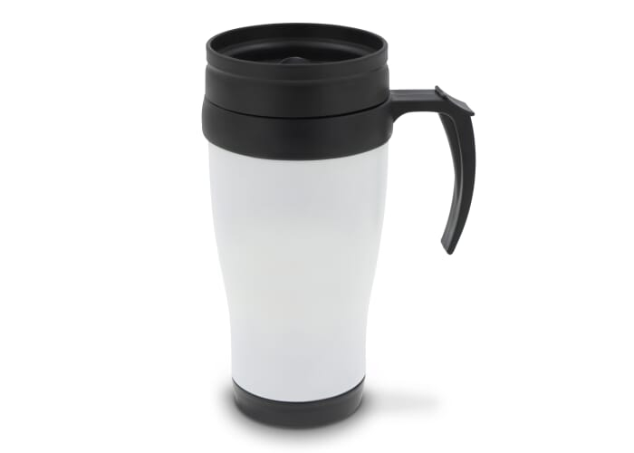 Tasse à café publicitaire 240 ml - Hot-but-cool Marron foncé / Blanc